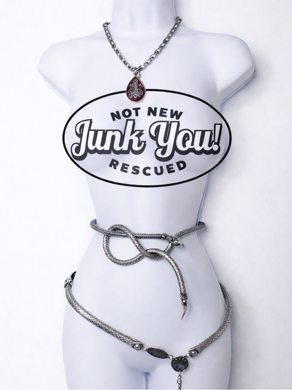 Whiting & Davis Vintage Mesh Snake Belt Necklace Lariat Serpent Signed 46” - Picture 16 of 16